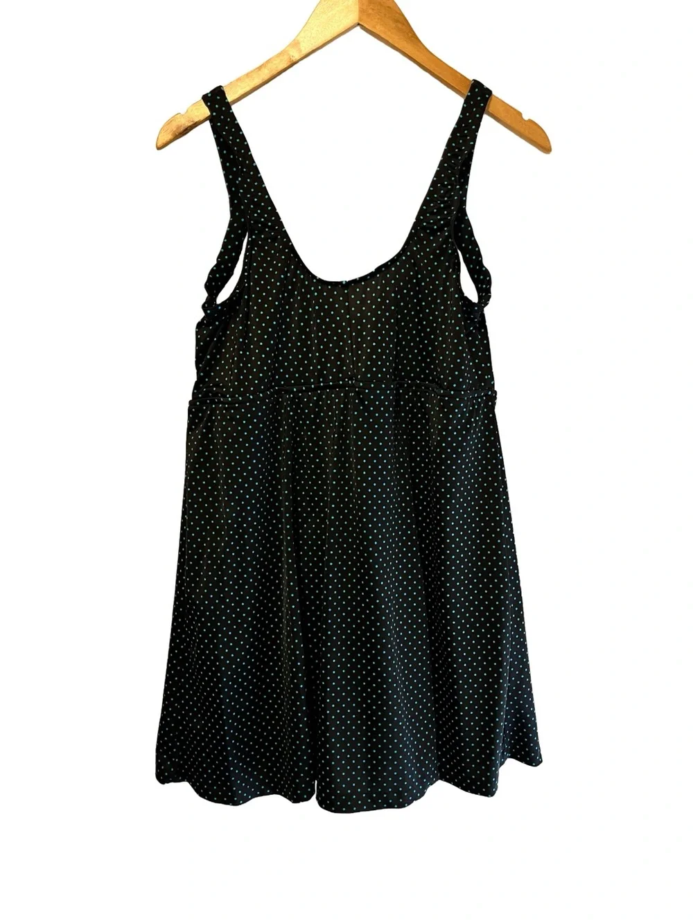 Le Cove Black Blue Polka Dot One-Piece Swim Dress, size 20W